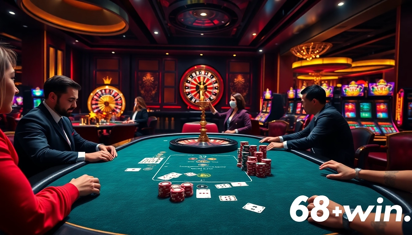 Experience the thrill of games at 68win's luxurious casino with vibrant tables and exciting gameplay.