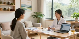 Welcoming consultation at 수원한의원, highlighting personalized care and a comfortable atmosphere.