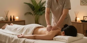 Relaxing 스웨디시 massage session in a calming spa environment.