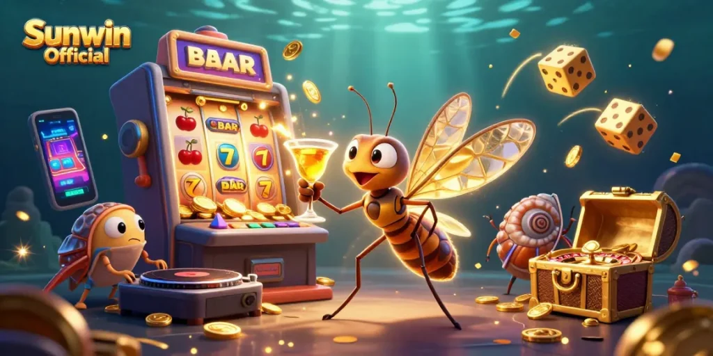 Experience the fun of gaming with Sunwin Official, featuring unique casino characters and vibrant elements.