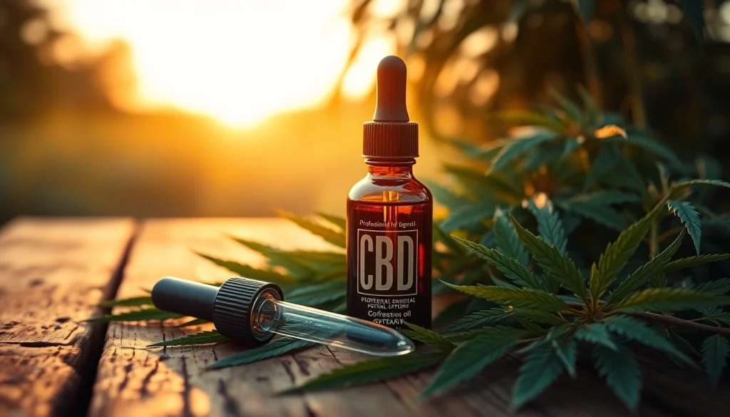 Properloud.cc showcases a professional CBD oil bottle surrounded by hemp leaves.