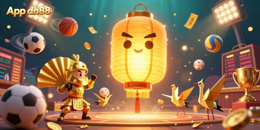 Experience the thrill of App dn88 with dynamic sports elements and golden treasures.